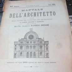 Libros antiguos: MANUALE DELL 'ARCHITETTO Nº 11 DANIELE DONGHI EDIT UNIONE TIPOGRAFICO AÑO 1895 SIGLO XIX