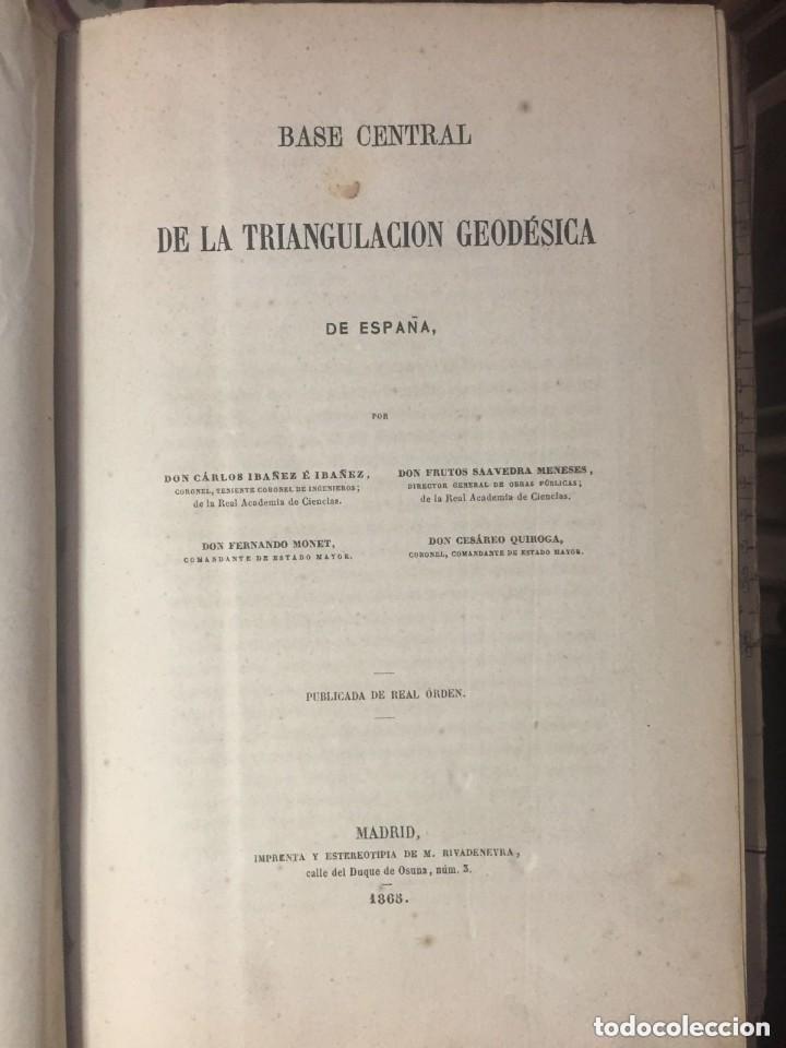 CARLOS IBAÑEZ - BASE CENTRAL DE LA TRIANGULACIÓN GEODÉSICA DE ESPAÑA - 1ª EDICIÓN - 1865 - MADRID (Libros Antiguos, Raros y Curiosos - Bellas artes, ocio y coleccion - Arquitectura)