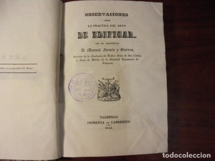 Libros antiguos: FORNES Y GURREA. ARTE DE EDIFICAR. ARQUITECTURA. CABRERIZO. 1841 - Foto 1