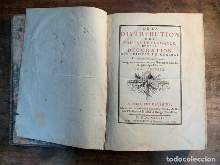 Libros antiguos: De la distribution des maisons de plaisance. Et de la decoration des edifices en general JF Blodel - Foto 1