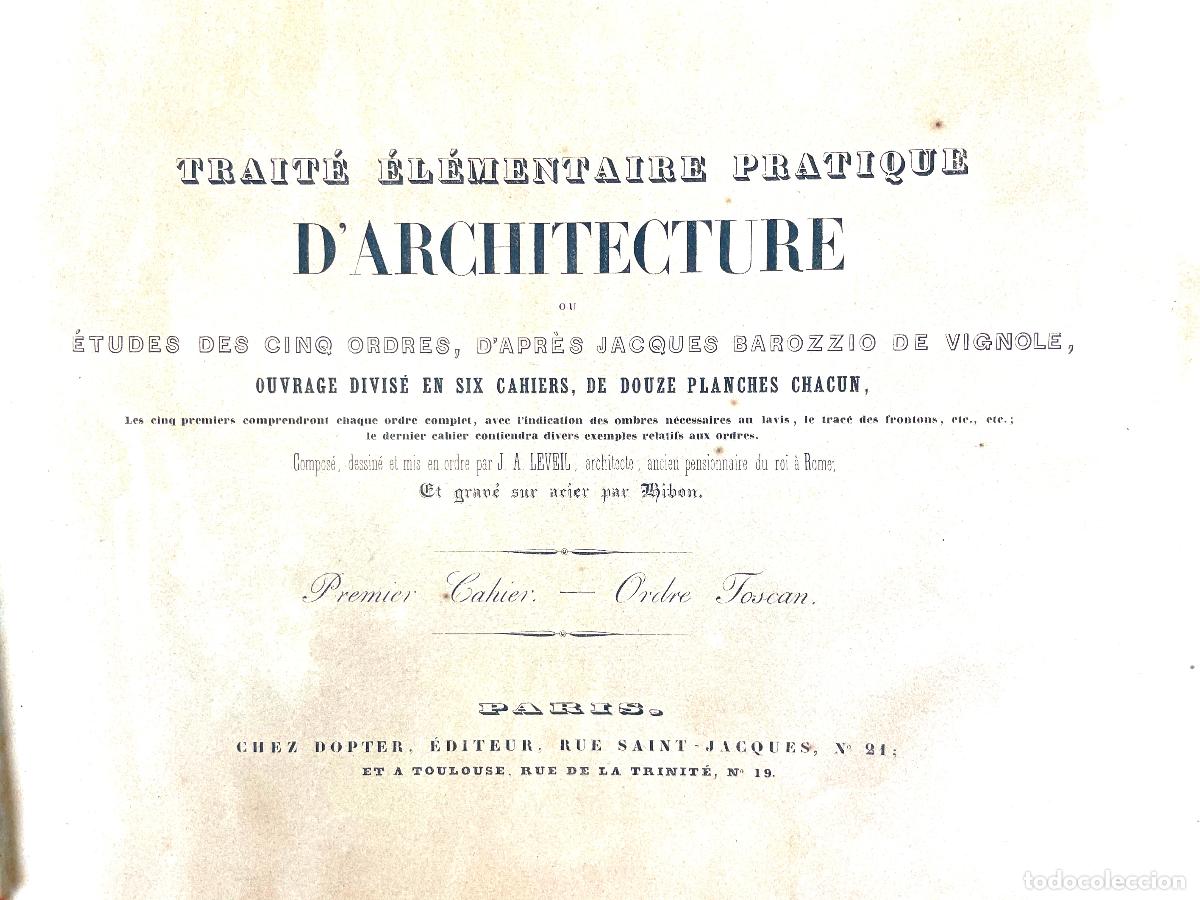 Libros antiguos: TRAITE ELEMENTAIRE PRACTIQUE DARCHITECTURE. JA LEVEIL. PARIS. CIRCA 1800 - Foto 1