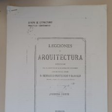 Libros antiguos: LECCIONES ARQUITECURA 1877 BERNARDO PORTUONDO. Lote 387300084