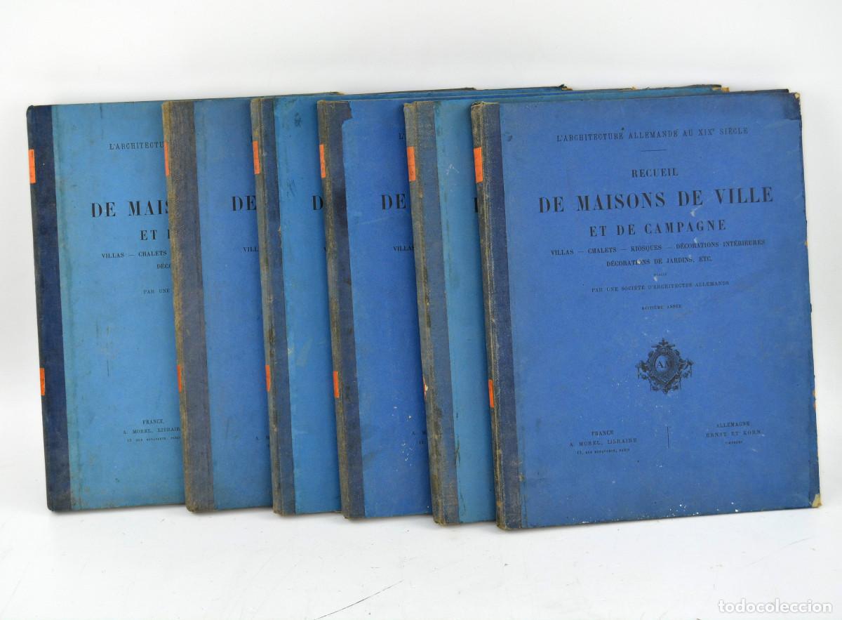 Old books: Recueil de maisons de ville et de campagne, 6 tomos, arquitectura alemana siglo XIX, L. Toinon.
