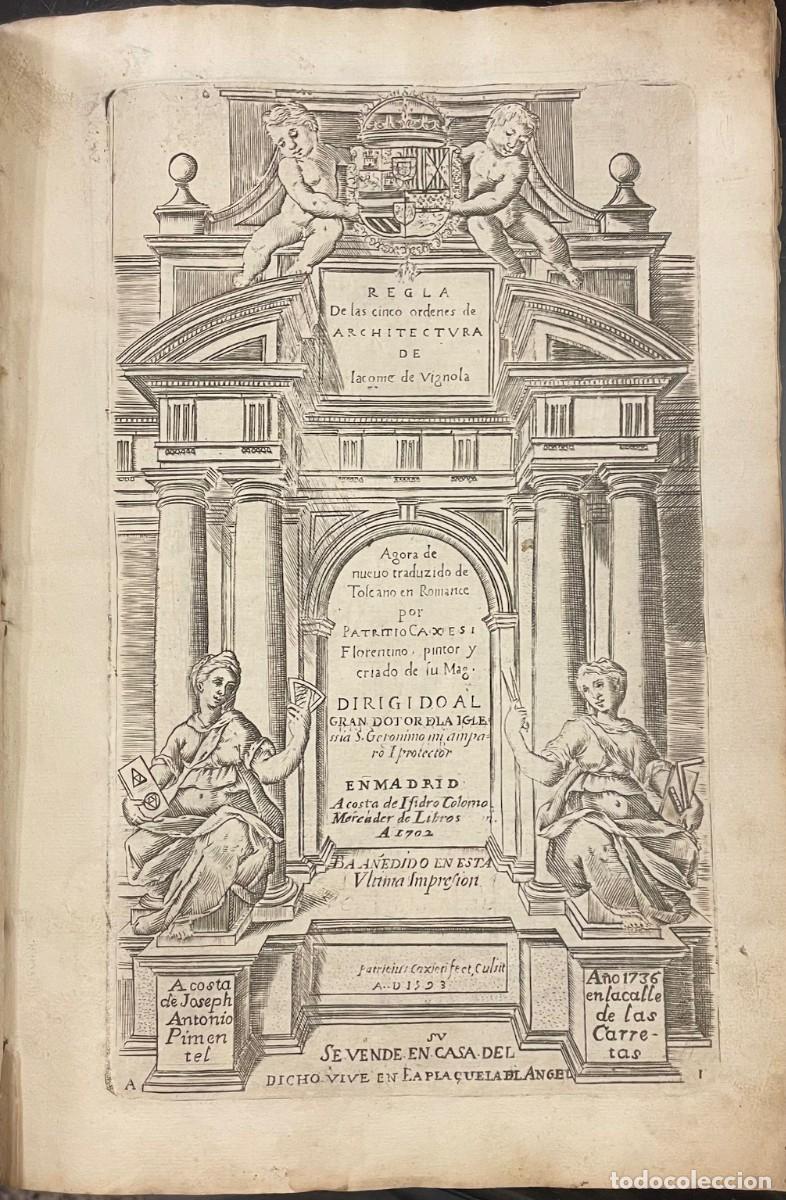Libros antiguos: Regla de las Cinco Ordenes de Architectura. Vignola
