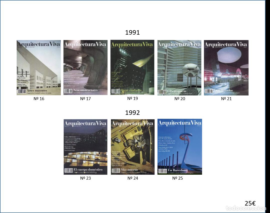 Livres anciens: Arquitectura Viva &ndash; Lote 8 revistas n&ordm; 16 al 25 &ndash; 1991-1992
