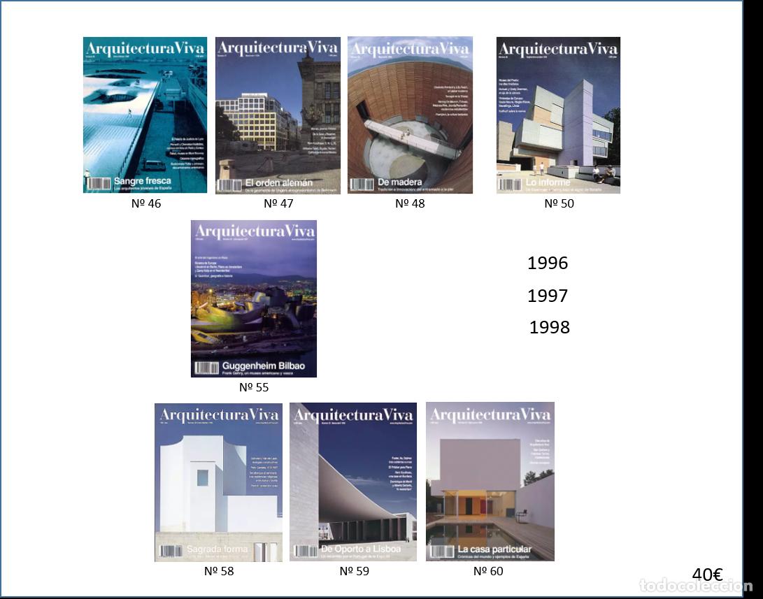 Livres anciens: Arquitectura Viva &ndash; Lote 8 revistas n&ordm; 46 al 60 &ndash; 1996-1998