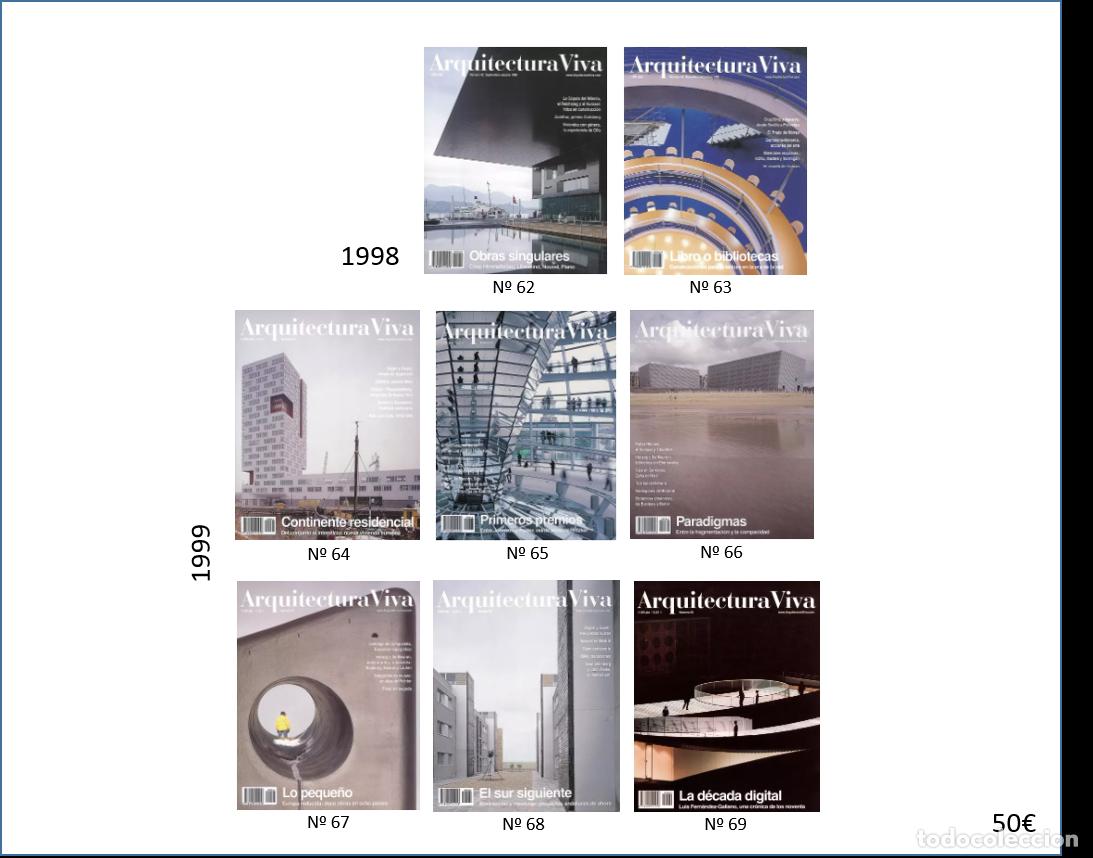 Livres anciens: Arquitectura Viva &ndash; Lote 8 revistas n&ordm; 62 al 69 &ndash; 1998-1999