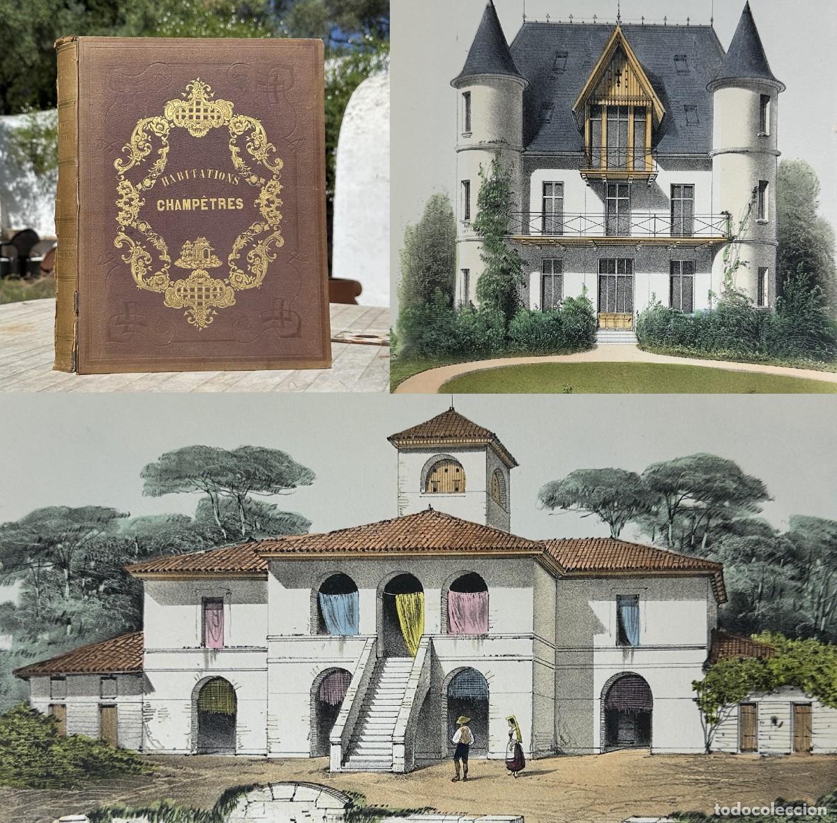 Antiquarische B&uuml;cher: a&ntilde;o 1855 - HABITATIONS CHAMP&Ecirc;TRES - 100 LITOGRAFIAS - L&Aacute;MINAS A COLOR - ARQUITECTURA -