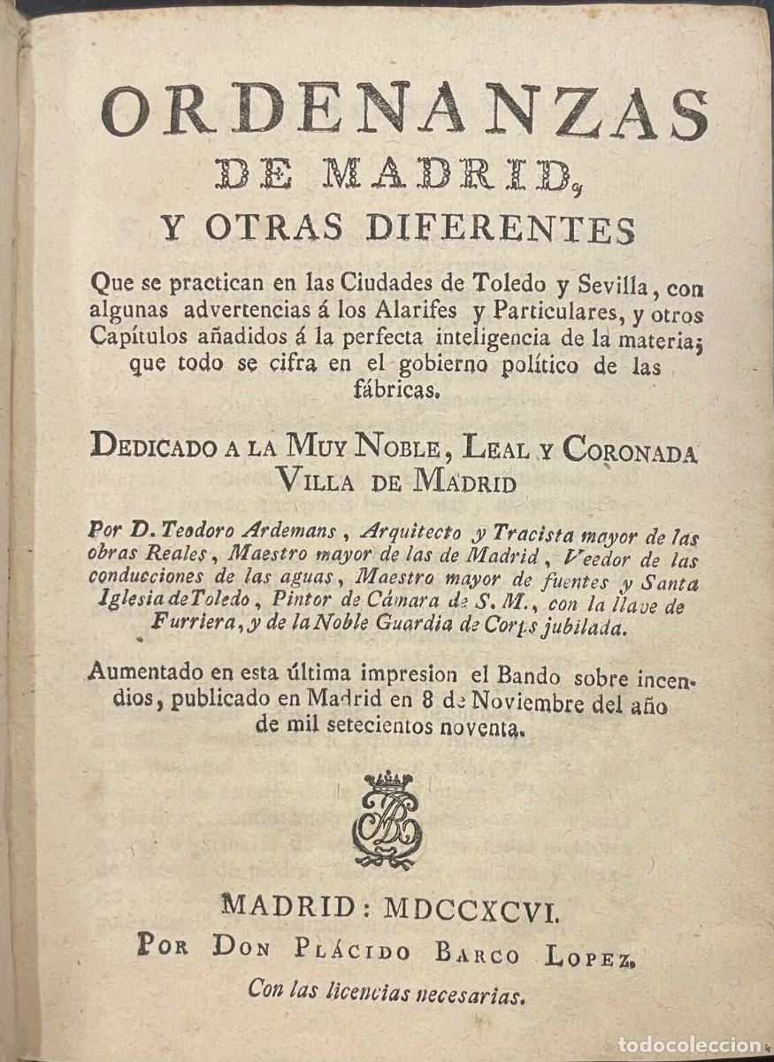 Libros antiguos: Ordenanzas de Madrid. Teodoro Ardemans