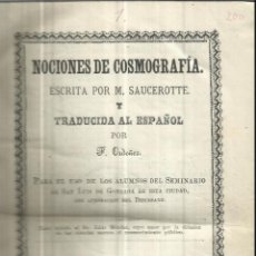 Libros antiguos: NOCIONES DE COSMOGRAFÍA. F. ORDÓÑEZ. COCHAMBA. BOLIVIA. 1874. LIBRO PARA ALUMNOS DE SEMINARIO. Lote 52979356