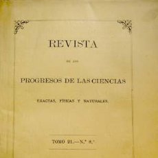 Libros antiguos: REVISTA DE LOS PROGRESOS DE LAS CIENCIAS EXACTAS, FÍSICAS Y NATURALES. TOMO 21, Nª 8. 1886.. Lote 54075155