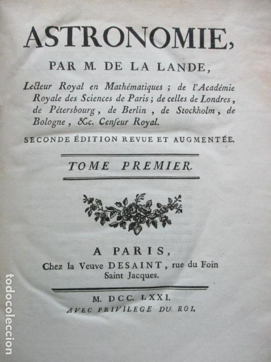 Libros antiguos: ASTRONOMIE. - LA LANDE, Jer&ocirc;me de. - Foto 1