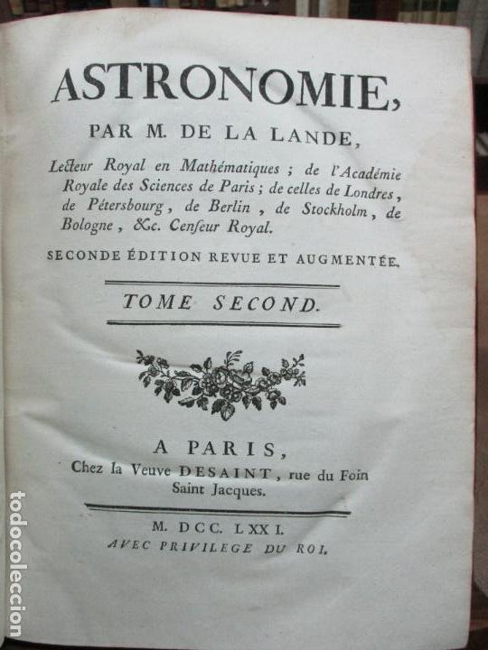 Libros antiguos: ASTRONOMIE. - LA LANDE, Jer&ocirc;me de. - Foto 7