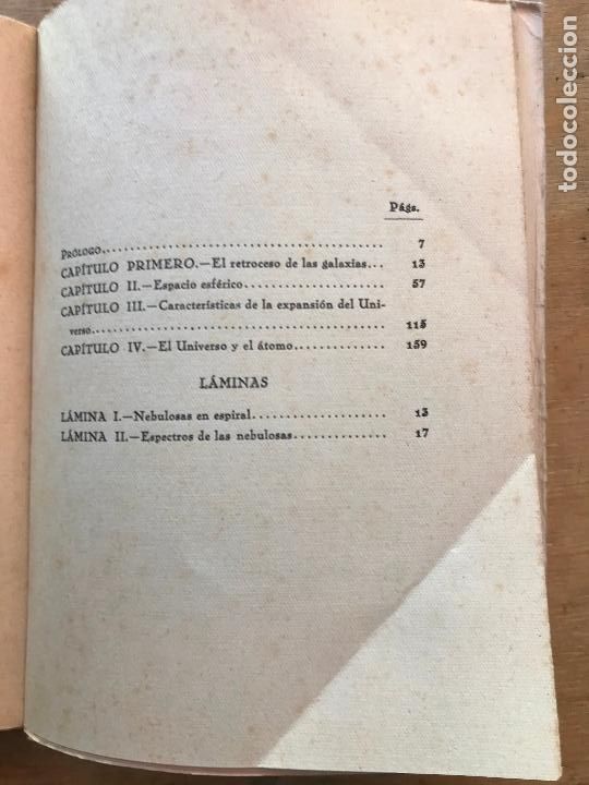 Libros antiguos: LA EXPANSI&Oacute;N DEL UNIVERSO. A. EDDINGTON. - Foto 3