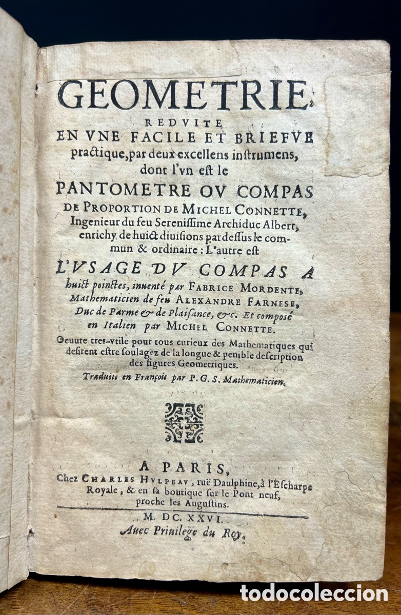 Libros antiguos: 1626, Michel Connette, Geometrie&hellip;. - Foto 3