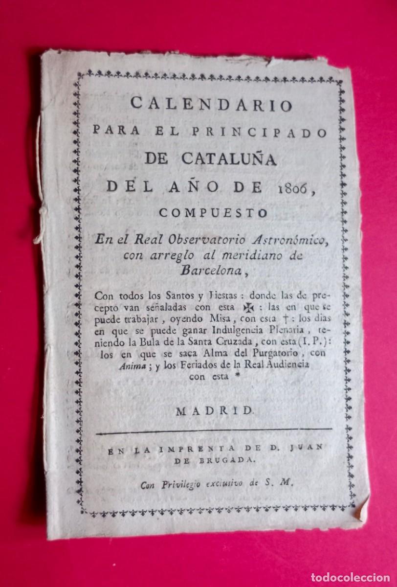 Libros antiguos: CALENDARIO PARA EL PRINCIPADO DE CATALU&Ntilde;A - 1806
