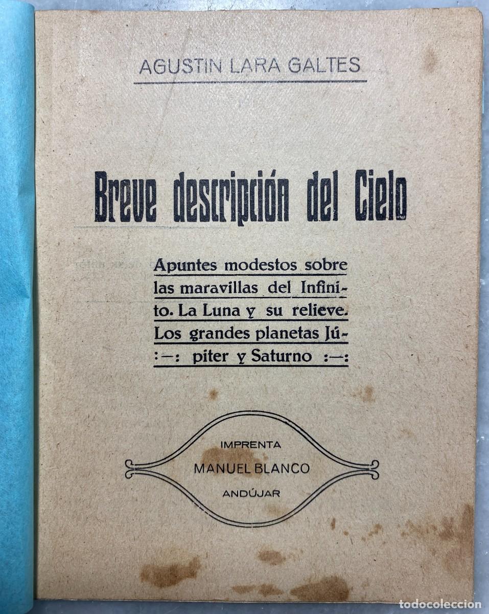 Libros antiguos: LARA GALTES. Breve descripci&oacute;n del cielo. Apuntes modestos sobre las maravillas del infinito. La Lun