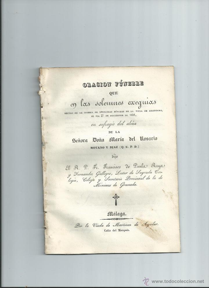 Libros antiguos: 1834 - ARCHIDONA M&Aacute;LAGA - MAR&Iacute;A DEL ROSARIO MOYANO Y D&Iacute;AZ - OBRA DESCONOCIDA