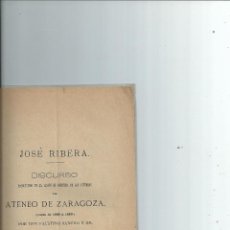Libros antiguos: ATENEO LITERARIO ZARAGOZA - 1888 - JOSE RIBERA JATIVA VALENCIA. Lote 44026302