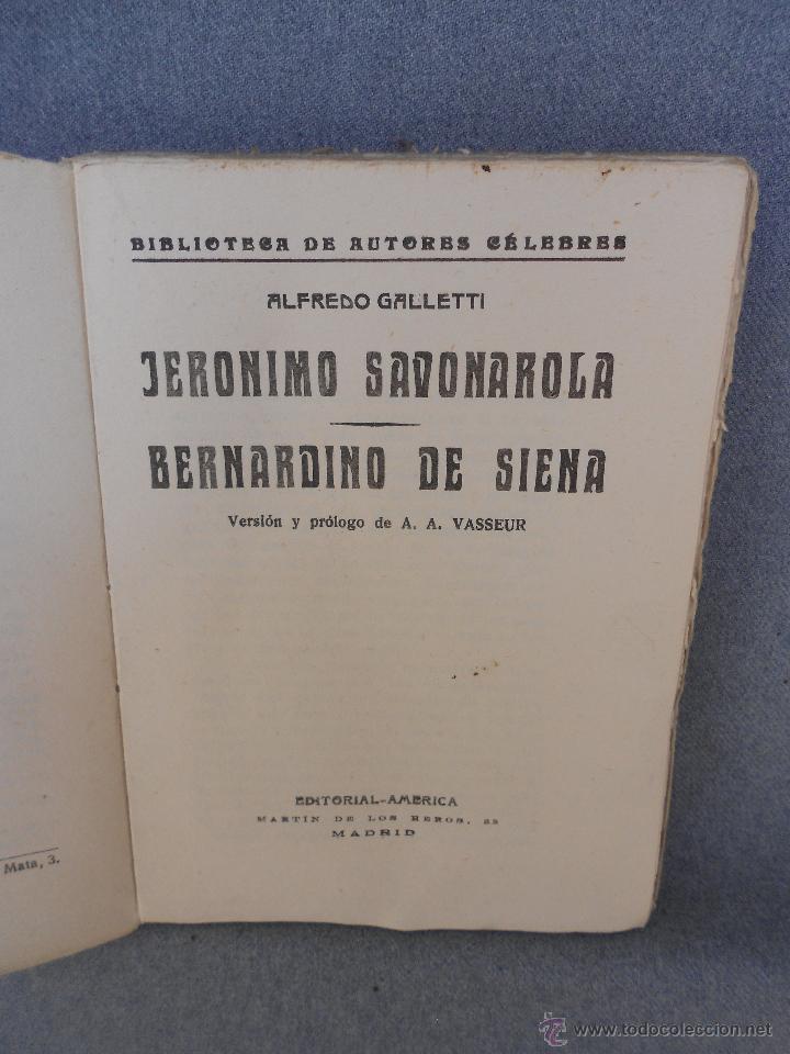 Libros antiguos: JERONIMO SAVANORALA- BERNARDINO DE SIENA - Foto 2