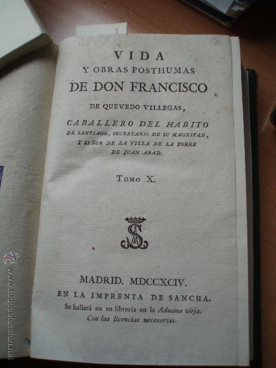Libros antiguos: Vida de Quevedo - Foto 1