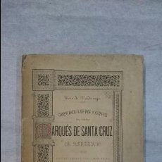 Libros antiguos: JUAN DE MADARIAGA: VIDA Y ESCRITOS DEL MARQUES DE SANTA CRUZ Y MARCENADO (1888). Lote 94446630