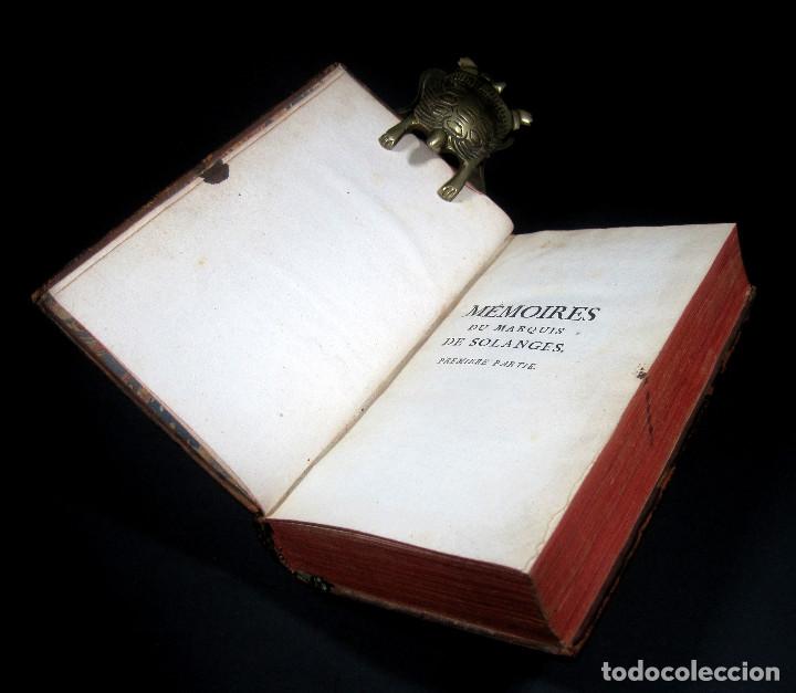 Libros antiguos: Año 1761 2 tomos en un volumen Memorias del Marqués de Solanges 250 años de antigüedad Raro - Foto 6 - 110795107