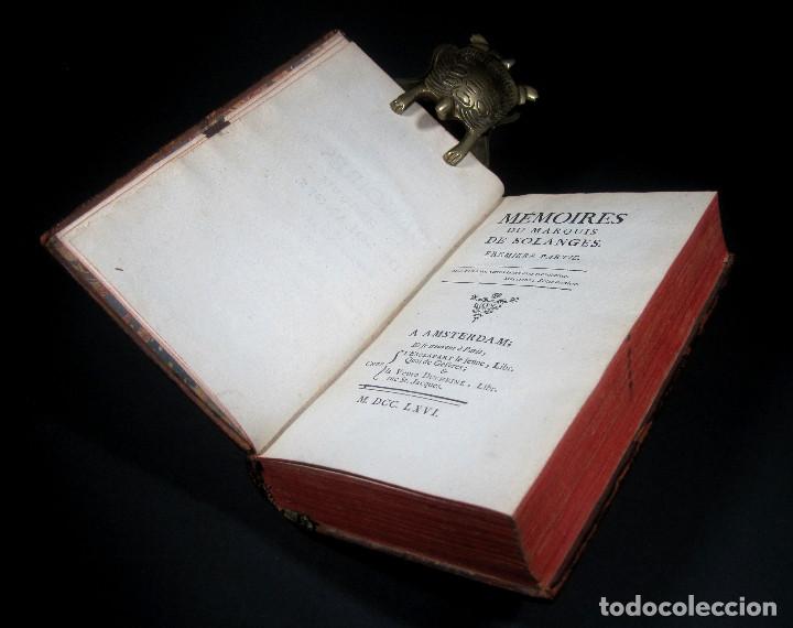 Libros antiguos: Año 1761 2 tomos en un volumen Memorias del Marqués de Solanges 250 años de antigüedad Raro - Foto 7 - 110795107