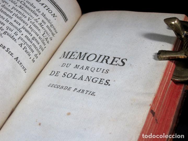 Libros antiguos: Año 1761 2 tomos en un volumen Memorias del Marqués de Solanges 250 años de antigüedad Raro - Foto 13 - 110795107