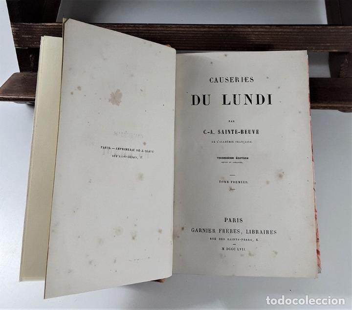 Libros antiguos: CAUSERIES DU LUNDI. 8 TOMOS. SAINTE-BEUVE. LIBR. GARNIER FRÈRES. PARÍS. 1857/62. - Foto 7 - 194702245