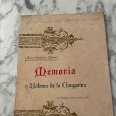 Libros antiguos: FERROCARRILES DE MALLORCA. MEMORIA Y BALANCE DE LA COMPAÑÍA. 1899