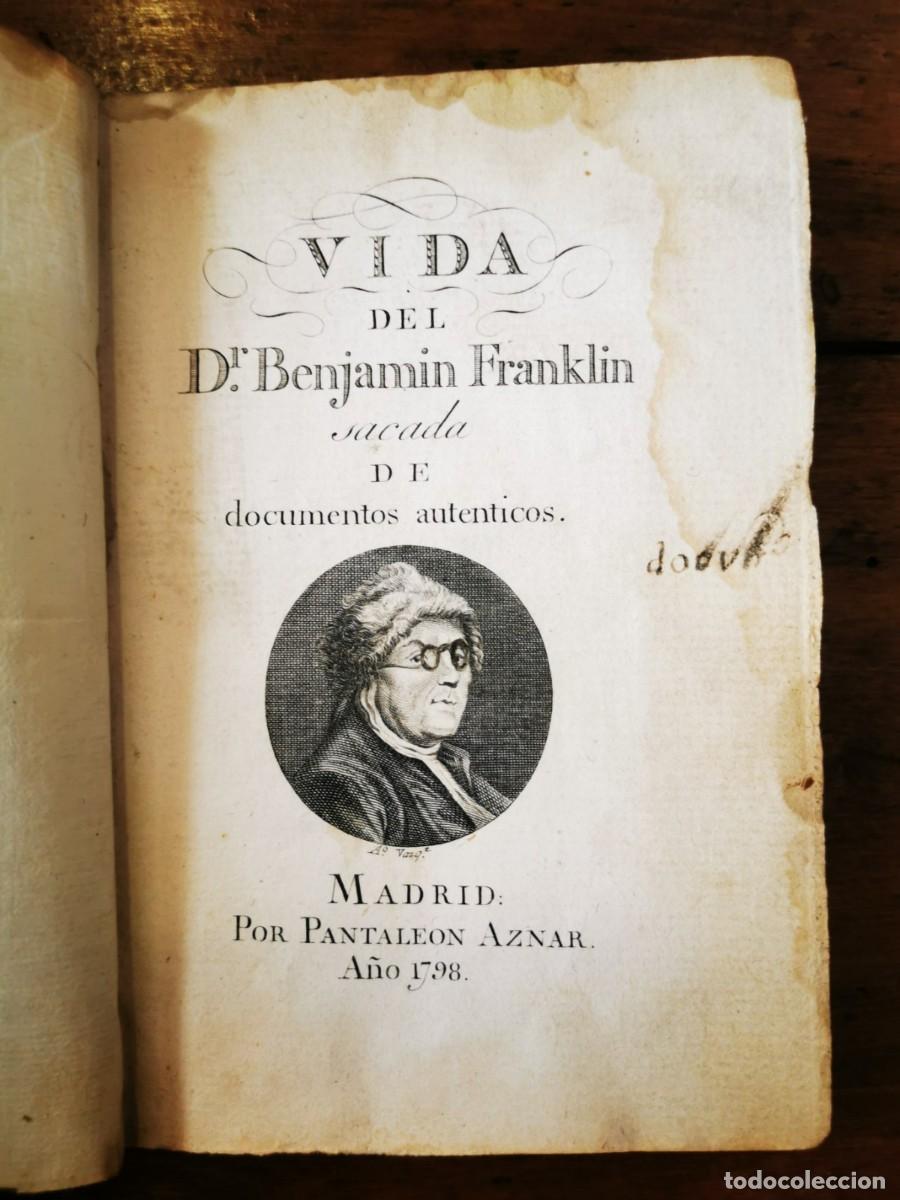 Libros antiguos: VIDA del Dr. Benjamin Franklin: sacada de documentos aut&eacute;nticos - Foto 1