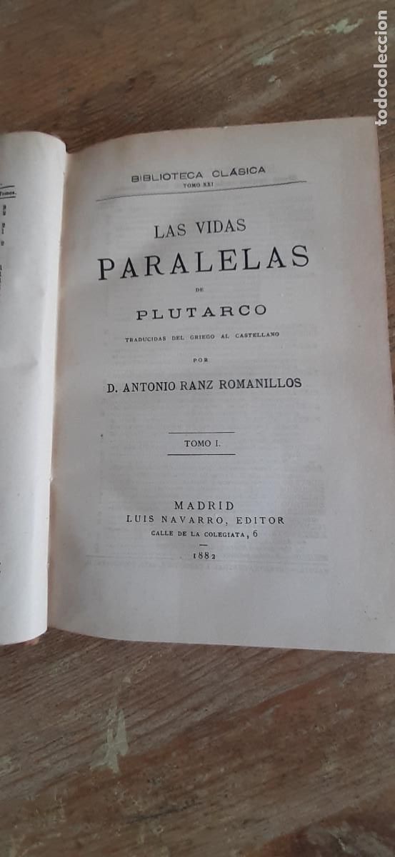 Libros antiguos: Vidas paralelas de Plutarco - Foto 2