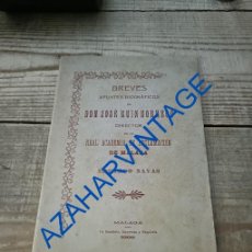 Libros antiguos: MALAGA, 1908, APUNTES BIOGRAFICOS DE DON JOSE RUIZ BORREGO, DIRECTOR ACADEMIA DECLAMACION