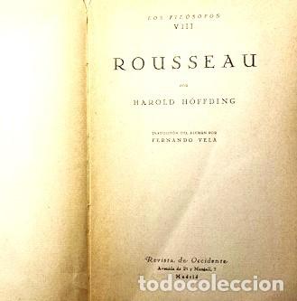 Libros antiguos: HARALD HOFFDING ... ROUSSEAU ... 1931 - Foto 2
