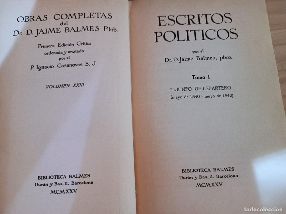 Libros antiguos: Obras completas de Jaime Balmes, 1925 - Foto 6