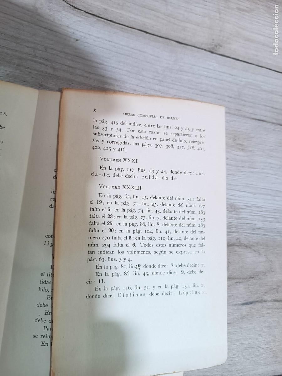 Libros antiguos: Obras completas de Jaime Balmes, 1925 - Foto 10