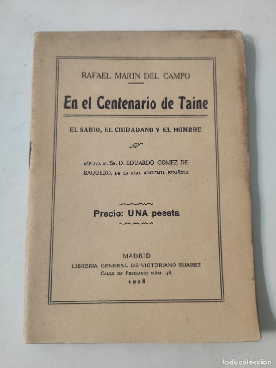 Libros antiguos: En el centenario de Taine. 1928 - Foto 1