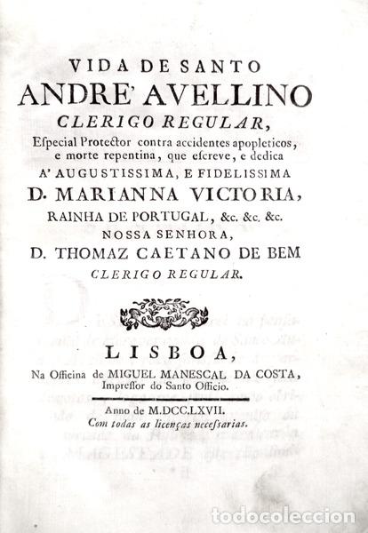 Libros antiguos: CAETANO DE BEM. (D. Thomas) - VIDA DE SANTO ANDR&Eacute; AVELLINO. - Foto 1