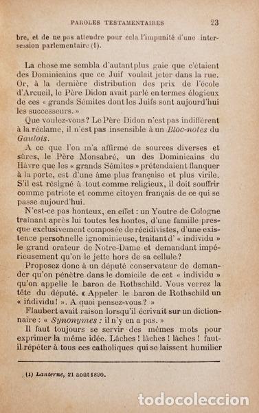 Libros antiguos: DRUMONT. (Edouard) - LE TESTAMENT DUN ANTIS&Eacute;MITE. - Foto 2