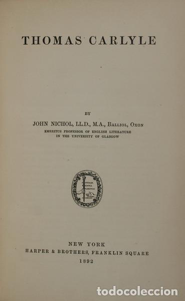 Libros antiguos: NICHOL. (John) - THOMAS CARLYLE. - Foto 1