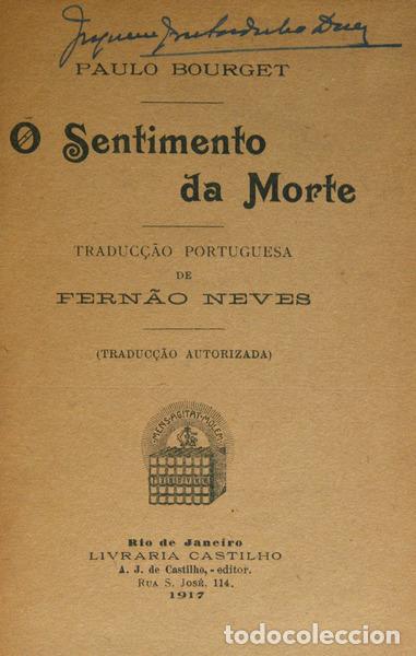 Libros antiguos: BOURGET. (Paulo) - O SENTIMENTO DA MORTE. - Foto 1