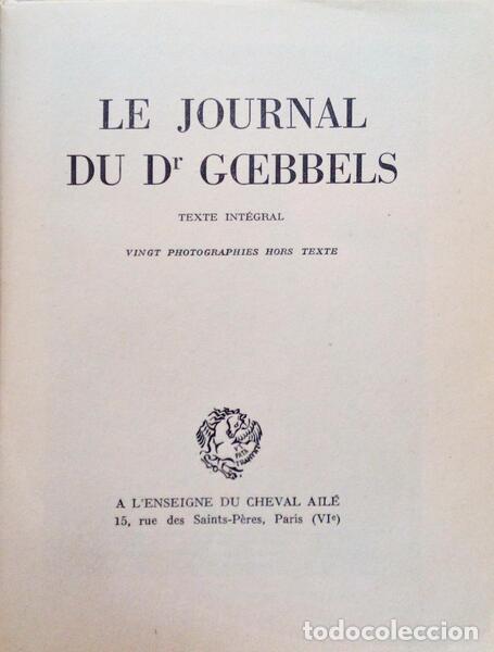 Libros antiguos: GOEBBELS. (Joseph) - LE JOURNAL - Foto 1