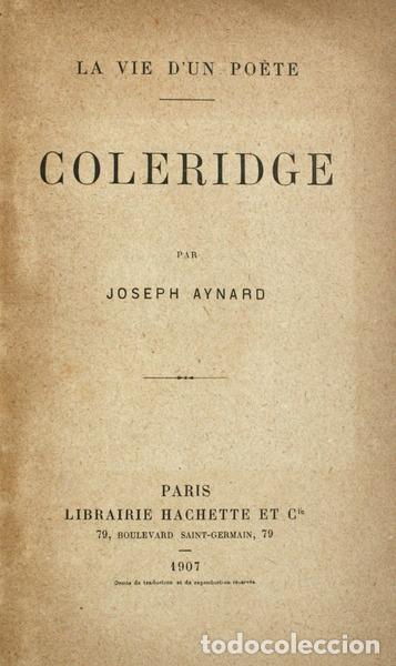 Libros antiguos: AYNARD. (Joseph) - COLERIDGE. - Foto 1