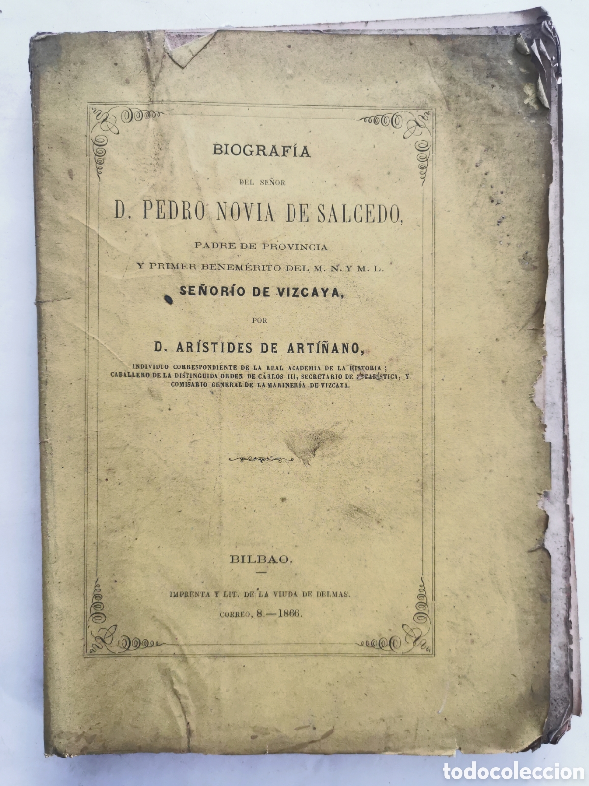 Libros antiguos: Biograf&iacute;a Pedro Novia Salcedo 1866