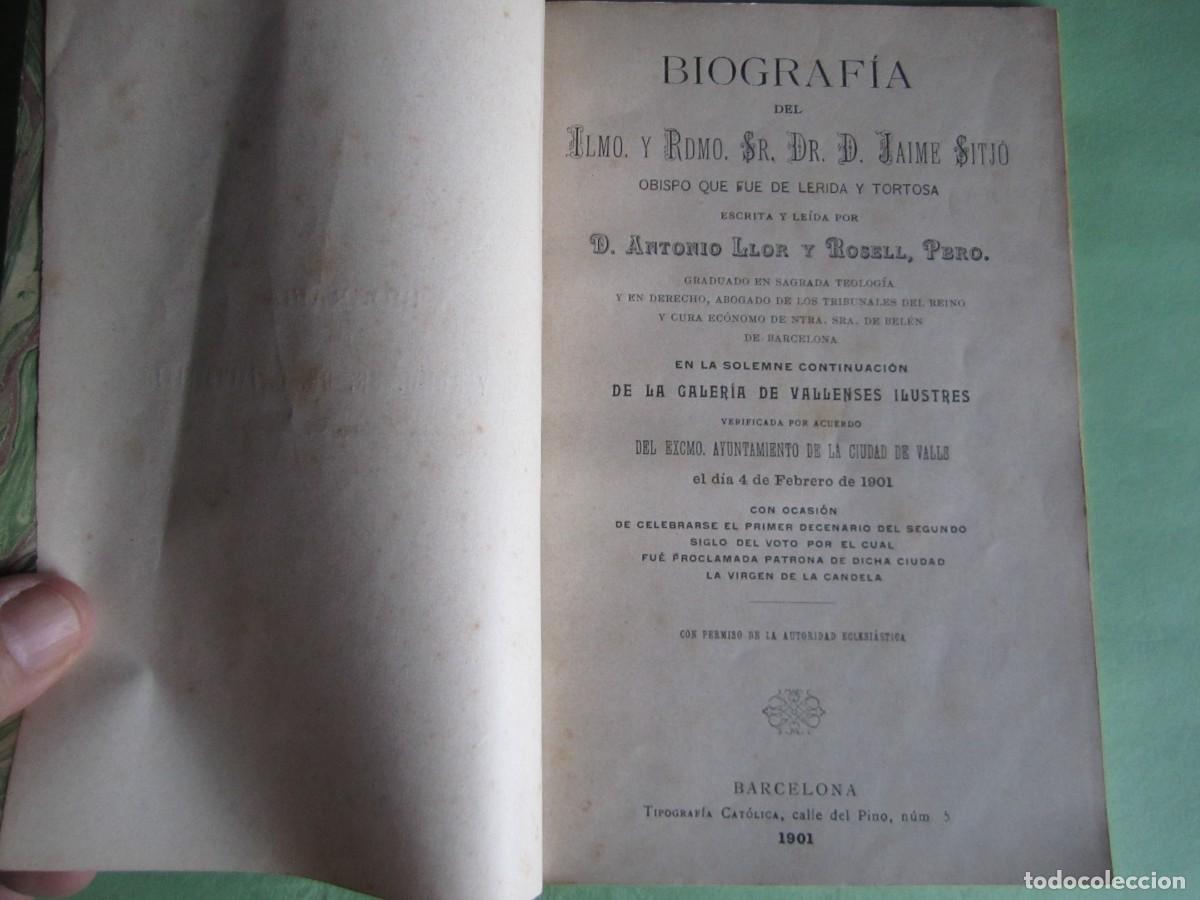 Libros antiguos: BIOGRAFIA DEL ILMO JAIME SITJO OBISPO DE LERIDA -ANTONIO LLOR 1901 BARCELONA