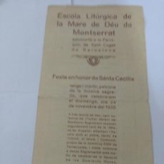 Libros antiguos: FOLLETO EN HONOR SANTA CECILIA-ESCOLA LITURGICA DE LA MARE DEU DE MONSERRAT-SAN CUGAT-BARCELONA-1935