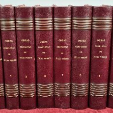 Libros antiguos: OBRAS COMPLETAS DE JULIO VERNE. 12 TOMOS ENCUADERNADOS. EDIT. SAENZ JUBERA. 1890.. Lote 293548373