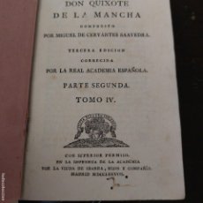 Libros antiguos: QUIJOTE, IMPRENTA DE LA ACADEMIA, IBARRA, TOMÓ IV, 1787