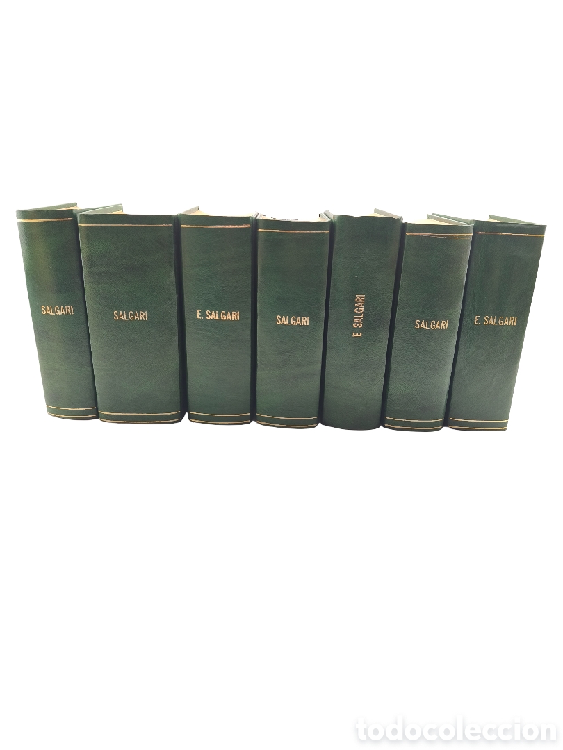 Libros antiguos: Circa 1930. SALGARI (S/f) Lote 15 Novelas de Aventuras en 7 Tomos. Ed. Saturnino Calleja. Tapa Dura.